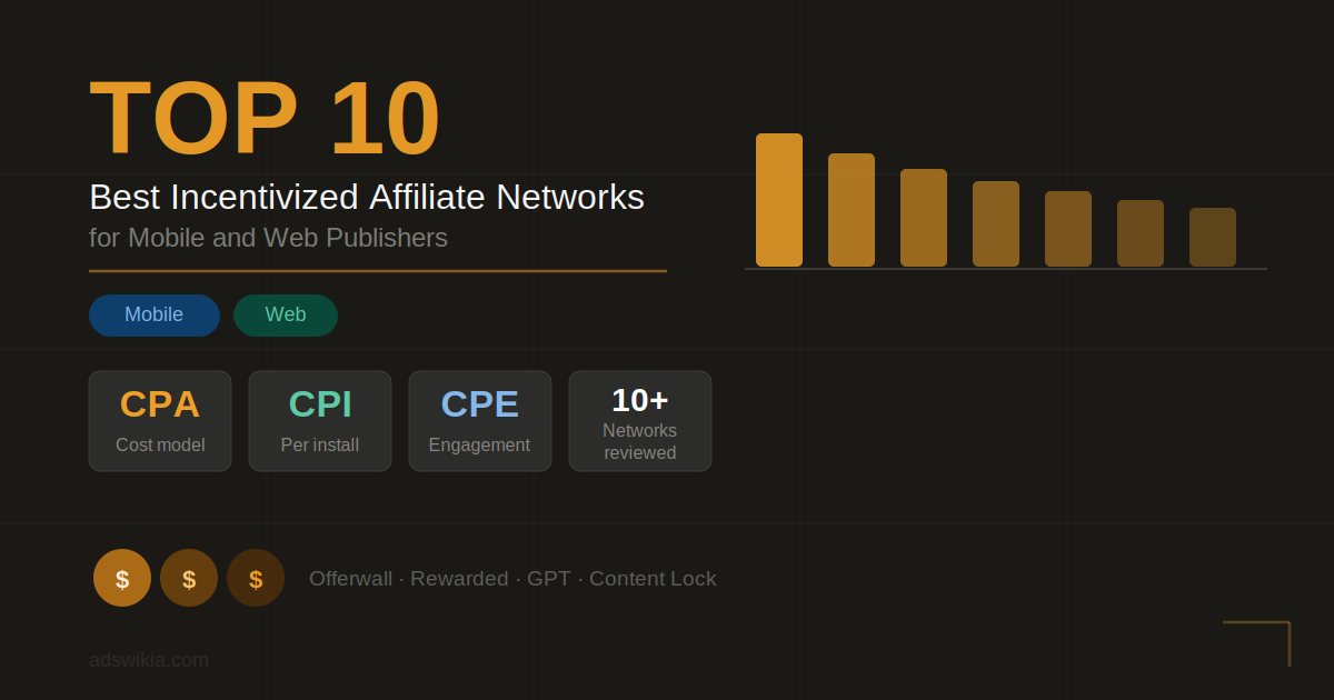 List of TOP 10 Best Incentivized Affiliate Networks advertising networks list